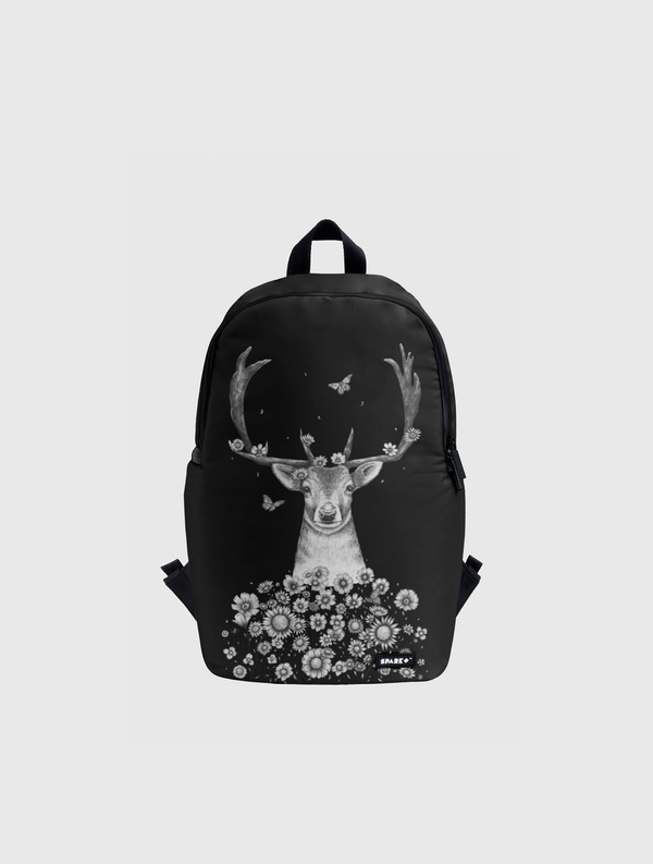 Deer in flowers on black Spark Backpack