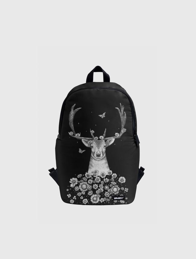 Deer in flowers on black - Spark Backpack