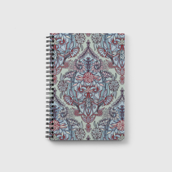 Red & Blue Nature Doodle Notebook