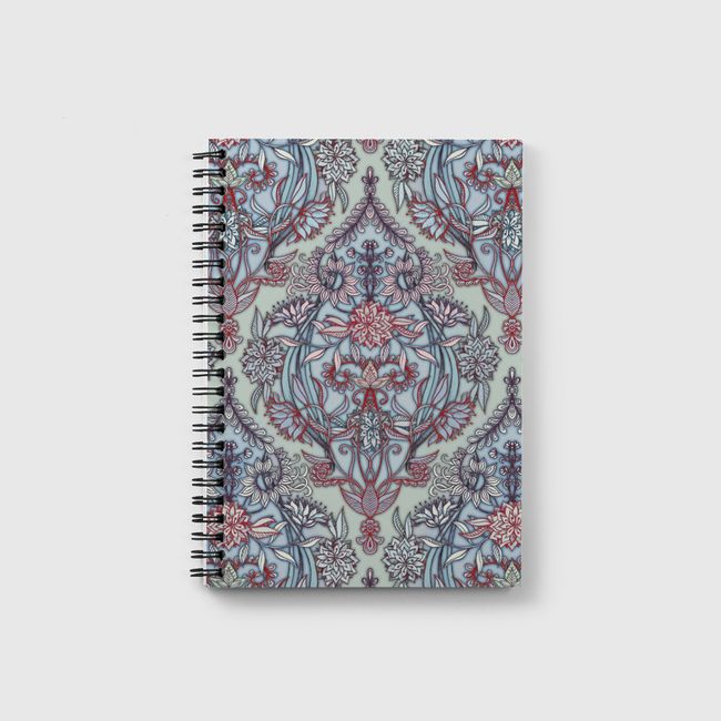 Red & Blue Nature Doodle - Notebook