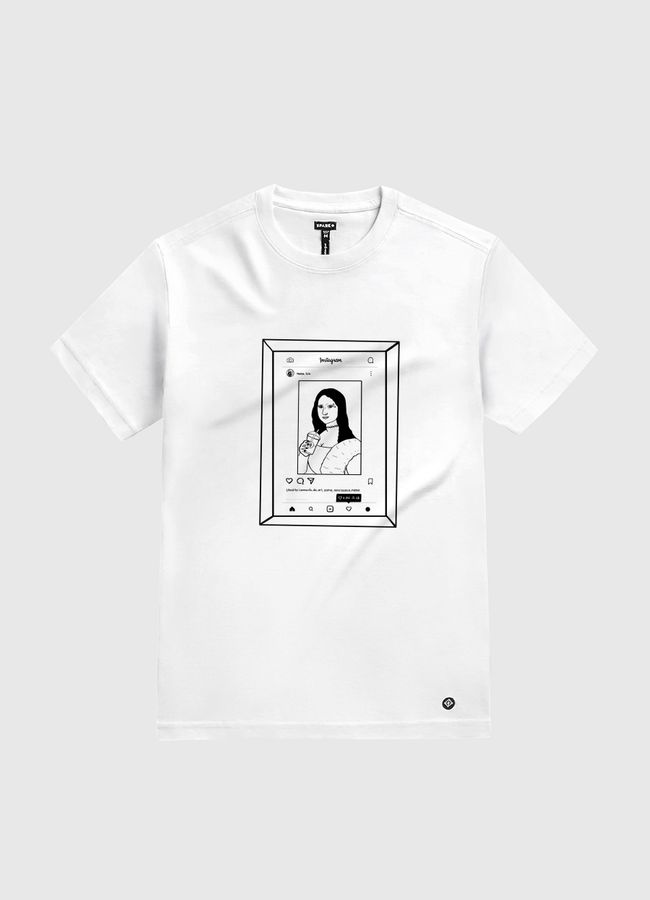 Millenial Mona Lisa frame" - White Gold T-Shirt