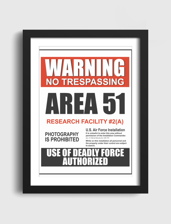 Warning Area 51 Artframe