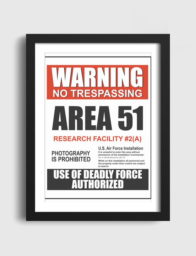 Warning Area 51 - Artframe