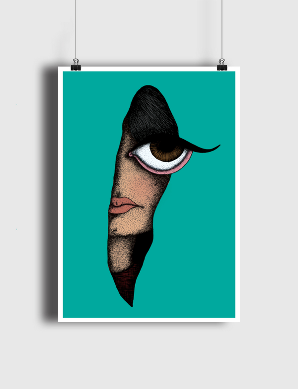 the girl with the blue backgound Poster