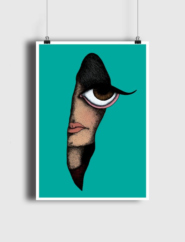 the girl with the blue backgound - Poster