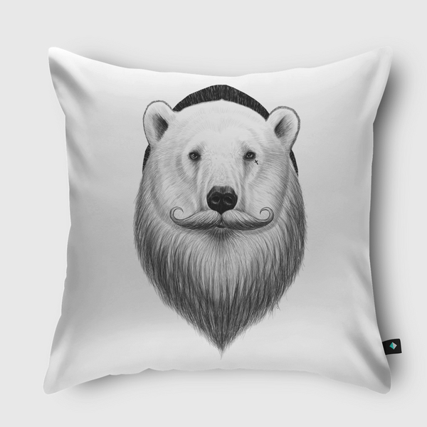 Bearded polar bear Throw Pillow