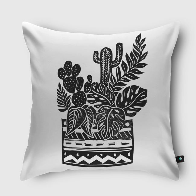 Botanical Pot Blockprint - Throw Pillow