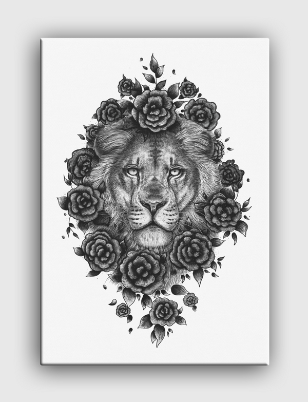 Lion in flowers Canvas