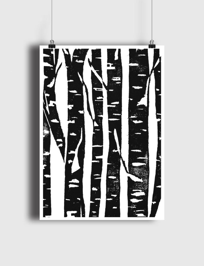 Woodcut Birches - Poster