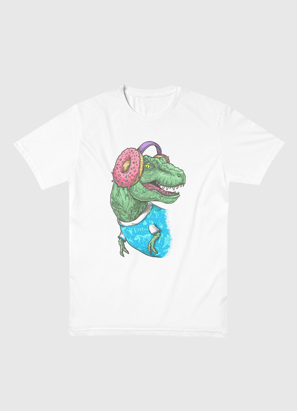 T-rex with headphones Men Basic T-Shirt