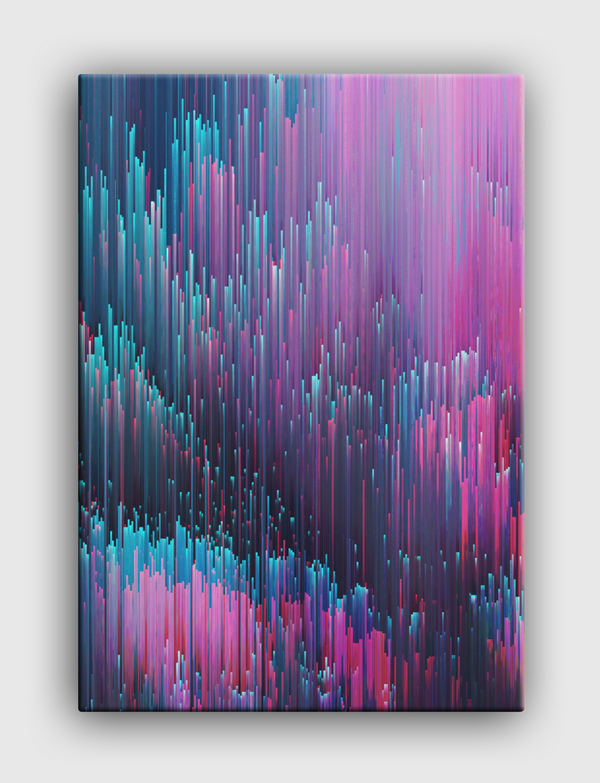 Pink and blue glitches Canvas