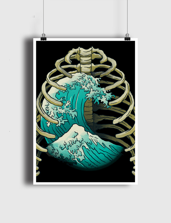 Kanagawa Wave Ribs Bones Poster