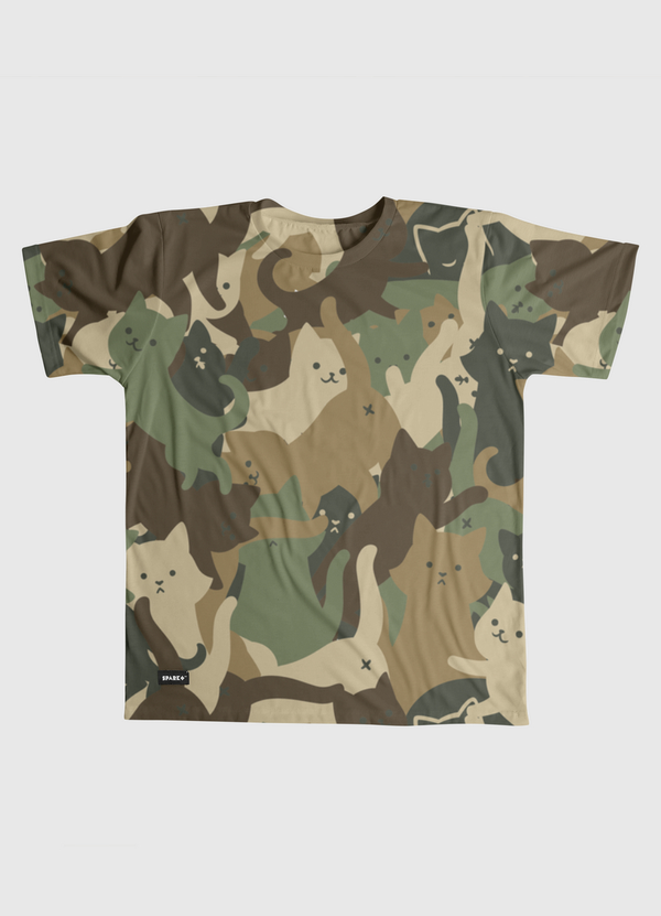 Camouflage Cat Army Men Graphic T-Shirt