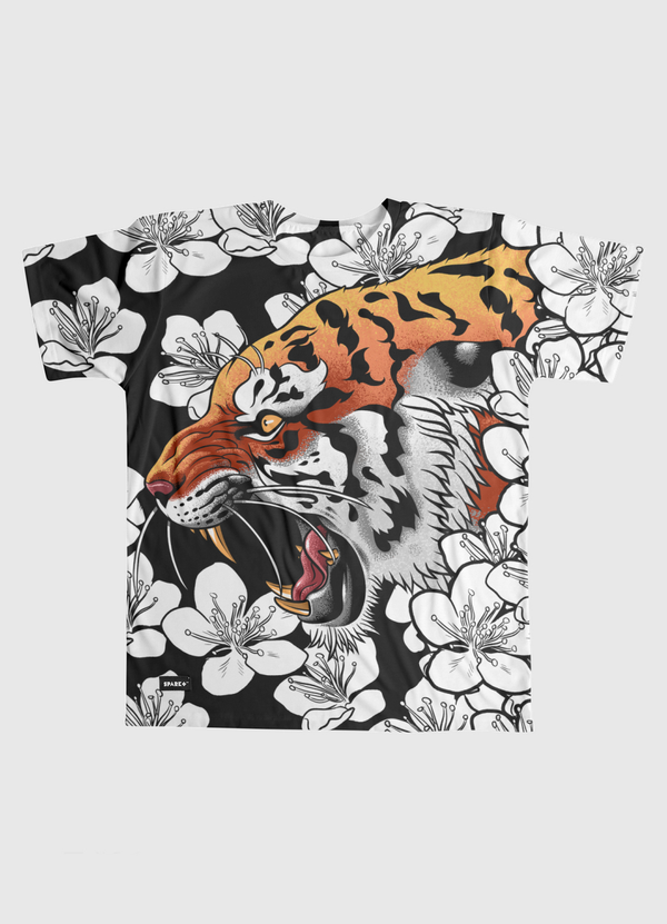 Tiger tattoo cherry tree Men Graphic T-Shirt