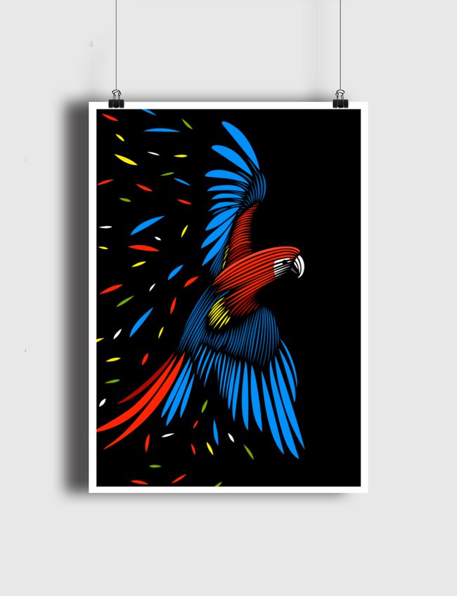 Tropical macaw lines - Poster