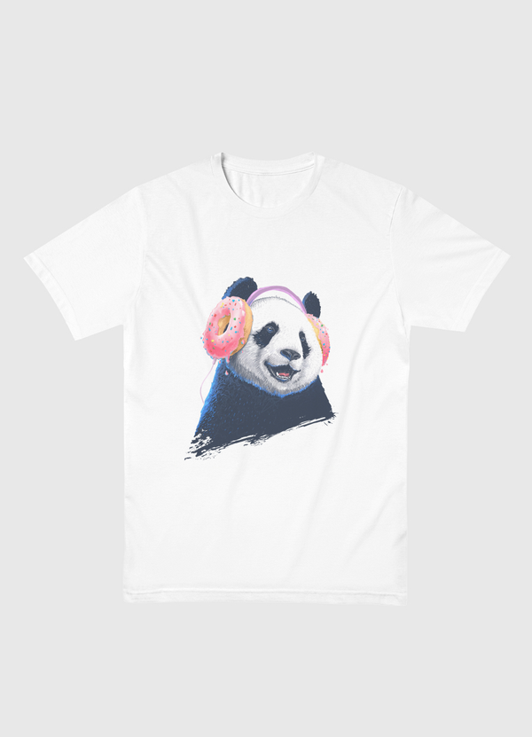 Panda in headphones Men Basic T-Shirt