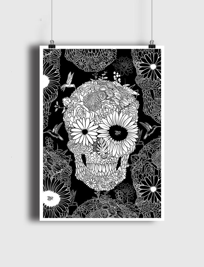 White flower skull - Poster