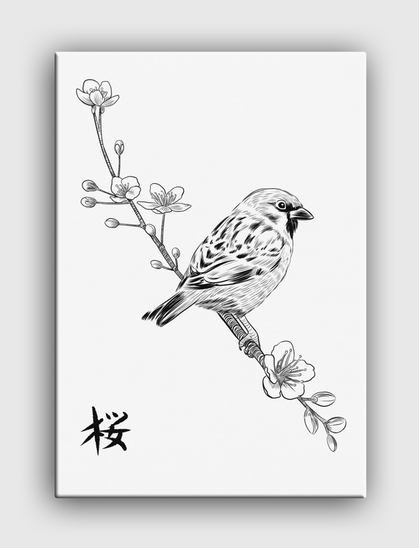 Sparrow Kanji Canvas