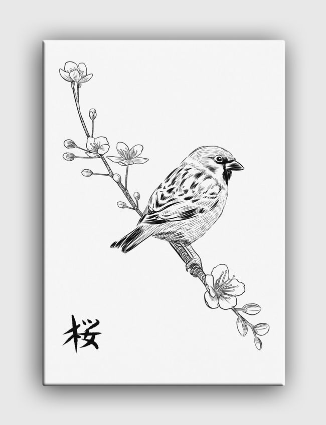 Sparrow Kanji - Canvas