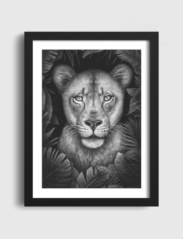 Lioness in tropical leaves Artframe