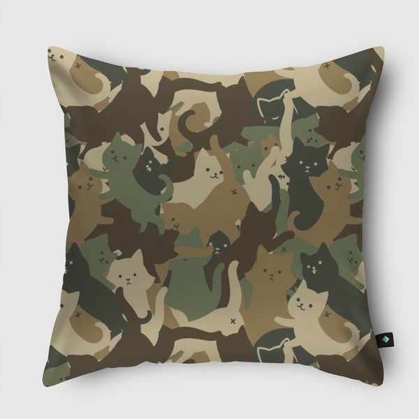 Camouflage Cat Army Throw Pillow