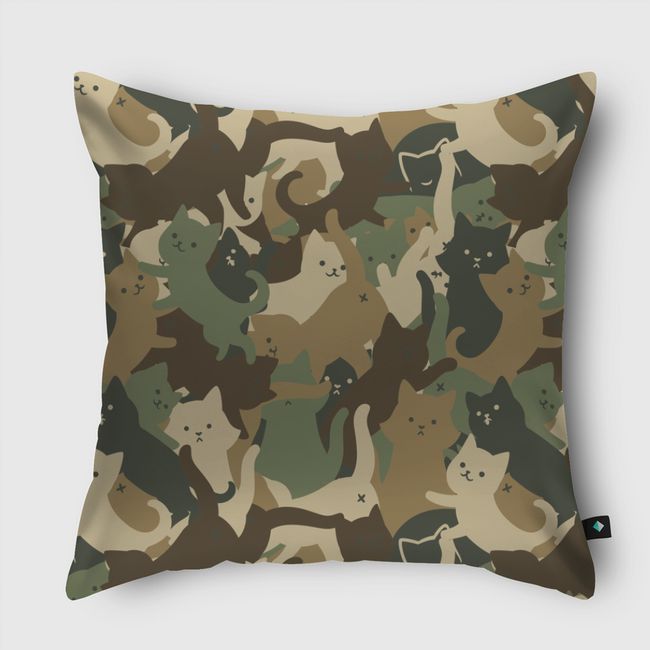 Camouflage Cat Army - Throw Pillow