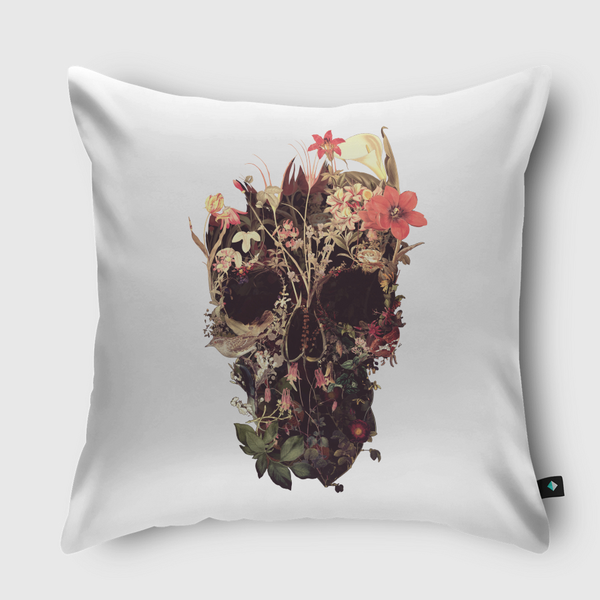 Bloom Skull Throw Pillow