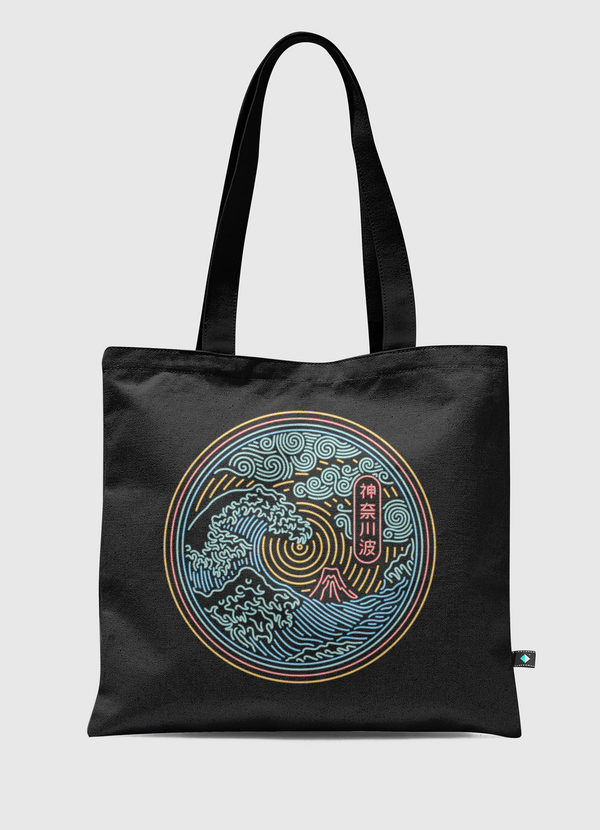 Neon Kanagawa Wave Tote Bag