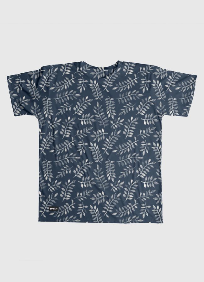 White Leaves on Navy - Men Graphic T-Shirt