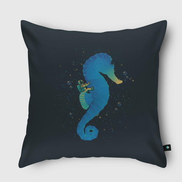 Riding a Sea Horse Astro Throw Pillow