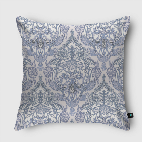 Lilac + Grey Botanical Throw Pillow