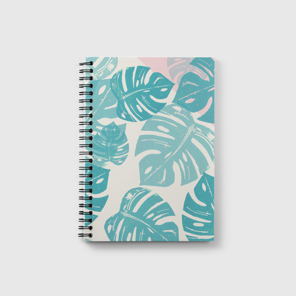 Linocut Monstera Rosy Notebook