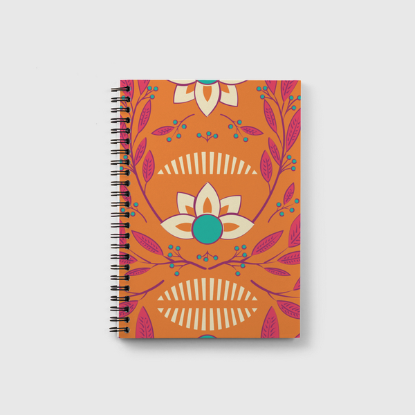 Orange Floral 003 Notebook