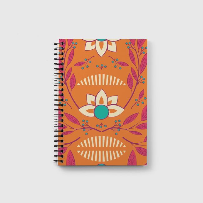 Orange Floral 003 - Notebook