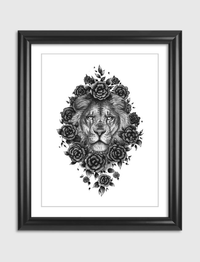 Lion in flowers - Artframe