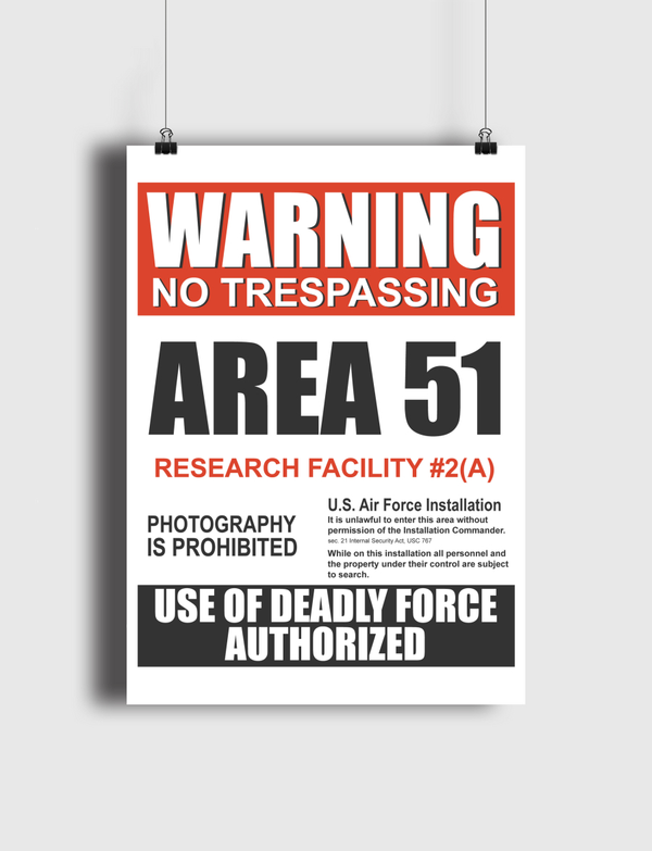 Warning Area 51 Poster