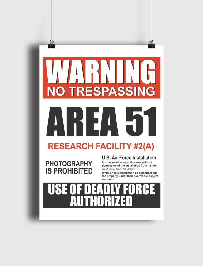 Warning Area 51 - Poster