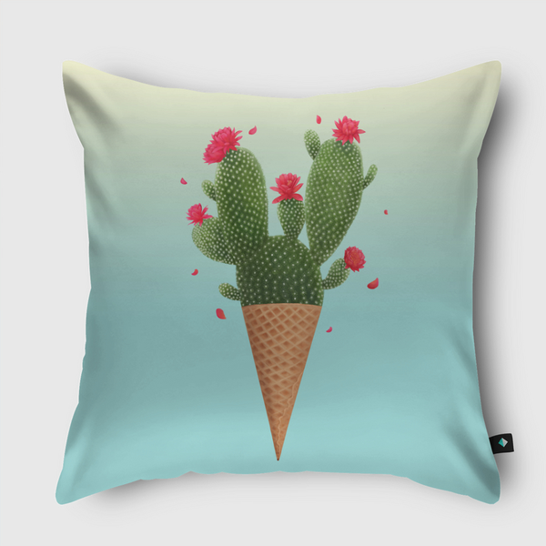 Ice cream with cactus Throw Pillow