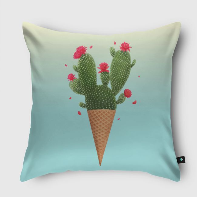 Ice cream with cactus - Throw Pillow