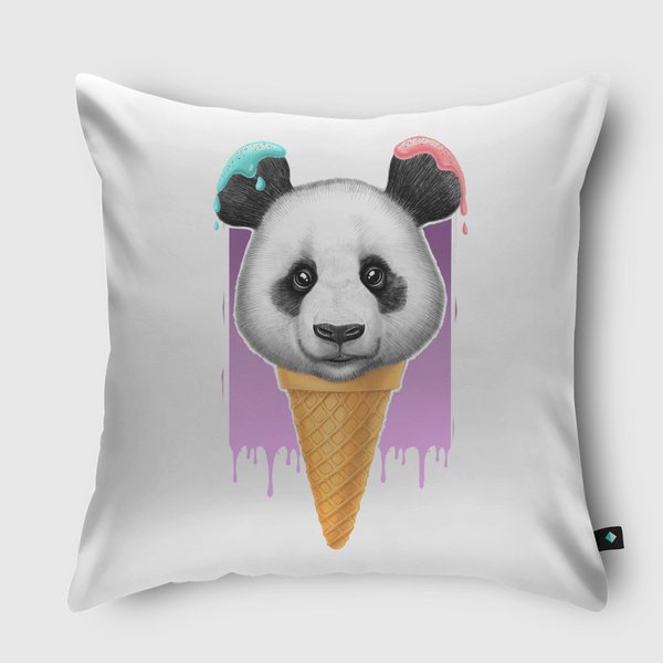 Panda ice cream Throw Pillow