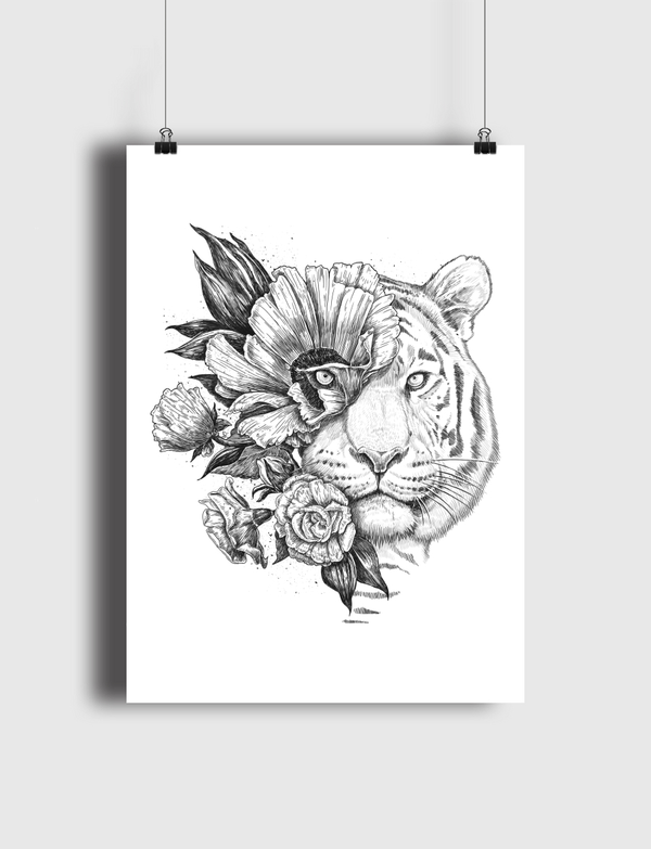 Floral tiger Poster