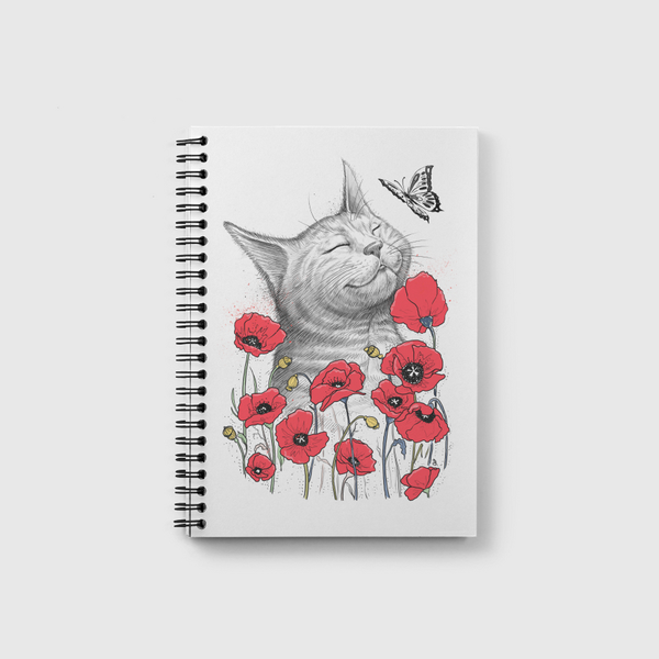 Cat in poppies Notebook