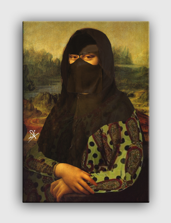 monaliza with her burqa Canvas