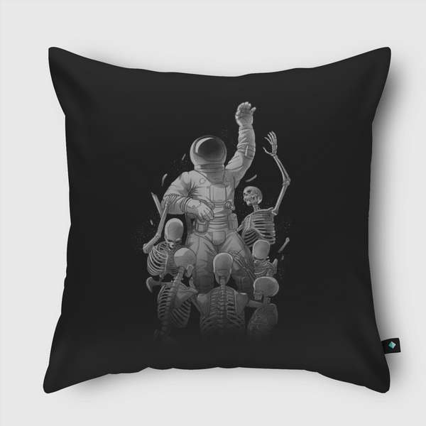 Astronaut Skeleton Scaping Throw Pillow