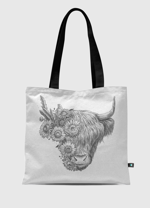 Floral bull Tote Bag