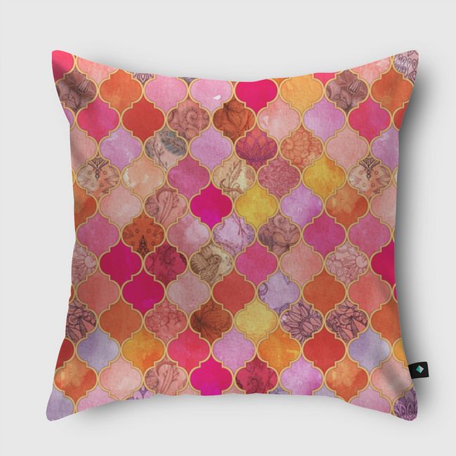 Hot Pink Moroccan Tiles - Throw Pillow