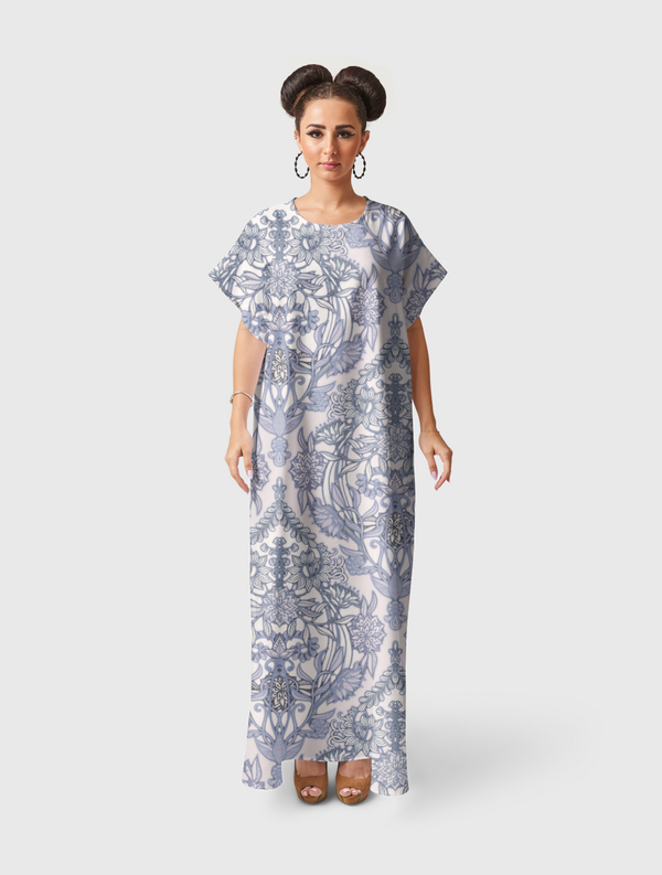 Lilac + Grey Botanical Short Sleeve Dress