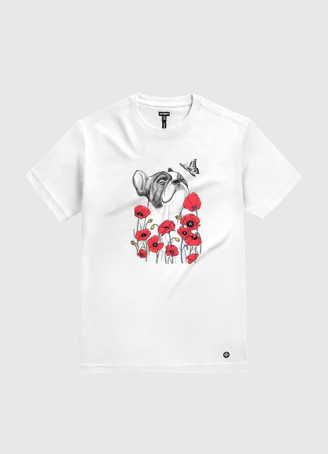 Pug in flowers - White Gold T-Shirt