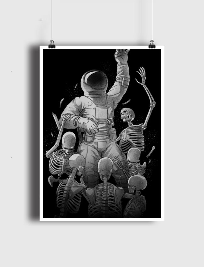 Astronaut Skeleton Scaping - Poster