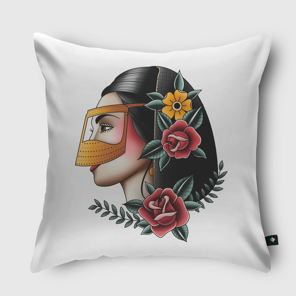 Battoulah n' Flowers Throw Pillow